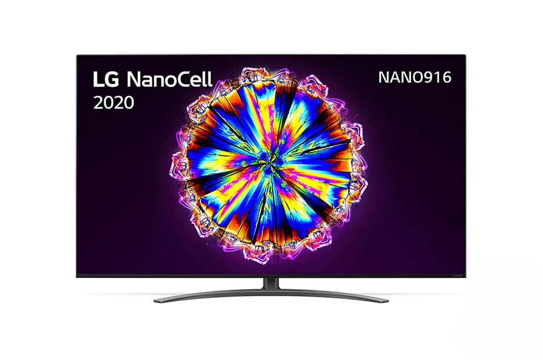 LG 55'' LG NanoCell 4K | α7 Gen3 Intelligent Processor | Full Array Dimming | Cinema HDR met Dolby Vision | Dolby Atmos | Nano bezel, vooraanzicht met schermvulling, 55NANO916NA