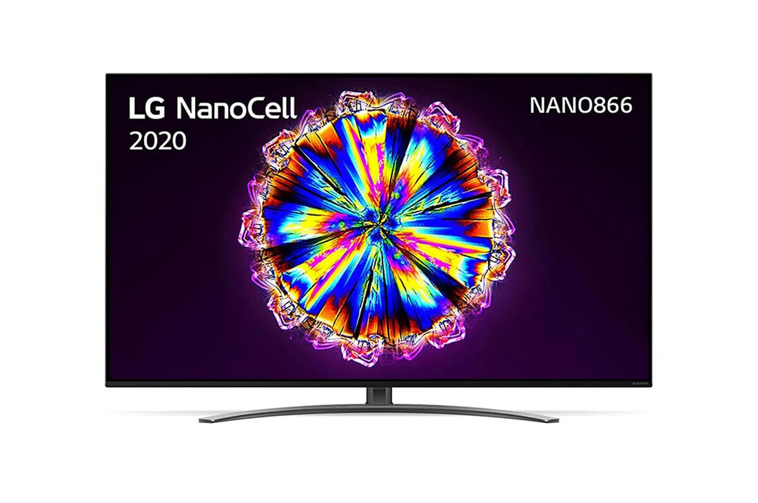 LG 65'' LG NanoCell 4K | α7 Gen4 Intelligent Processor | Local Dimming | Cinema HDR met Dolby Vision | Dolby Atmos | Nano bezel, vooraanzicht met schermvulling, 65NANO866NA