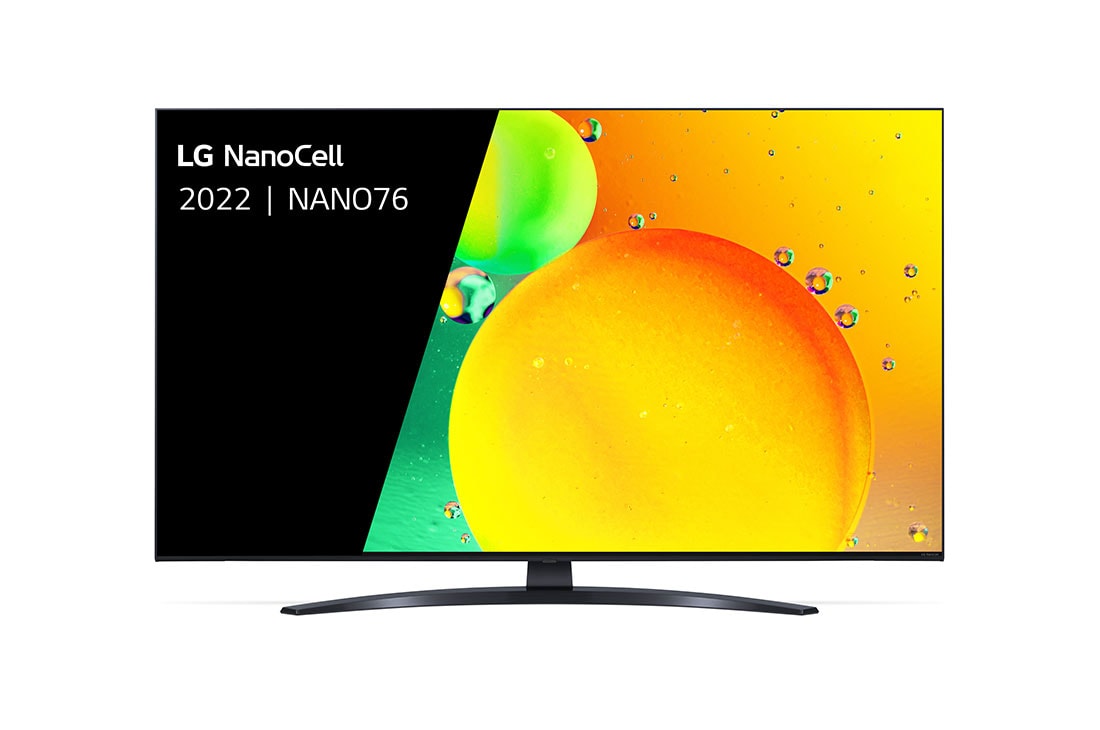 LG 43 inch LG NanoCell NANO76 4K Smart TV - 43NANO766QA, Vooraanzicht van de LG NanoCell TV, 43NANO766QA