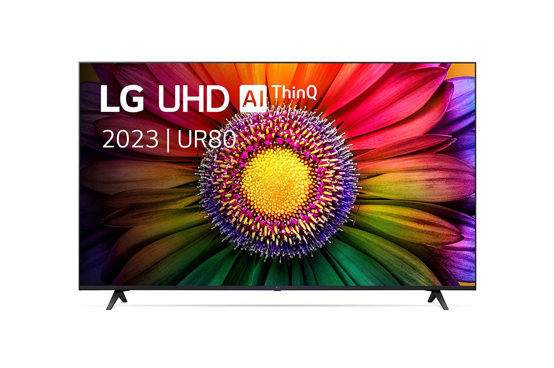 LG UHD UR80 75 inch 4K Smart TV, 2023, Vooraanzicht van de LG UHD TV, 75UR80006LJ
