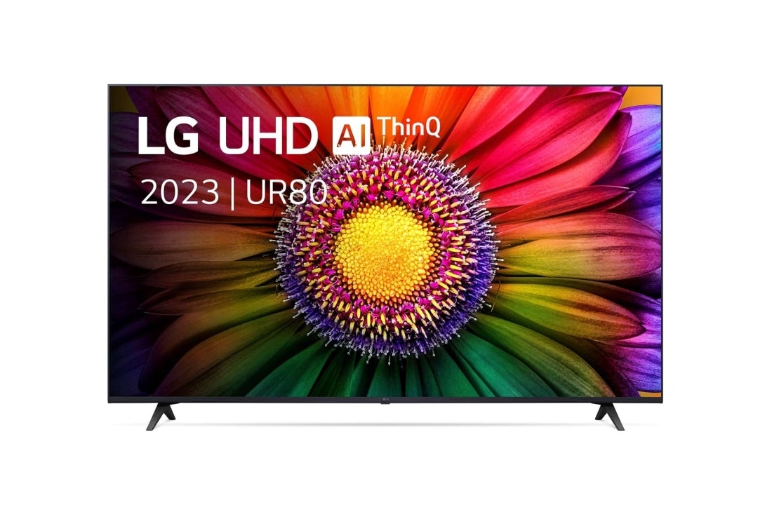 LG UHD UR80 65 inch 4K Smart TV, 2023, Vooraanzicht van de LG UHD TV, 65UR80006LJ