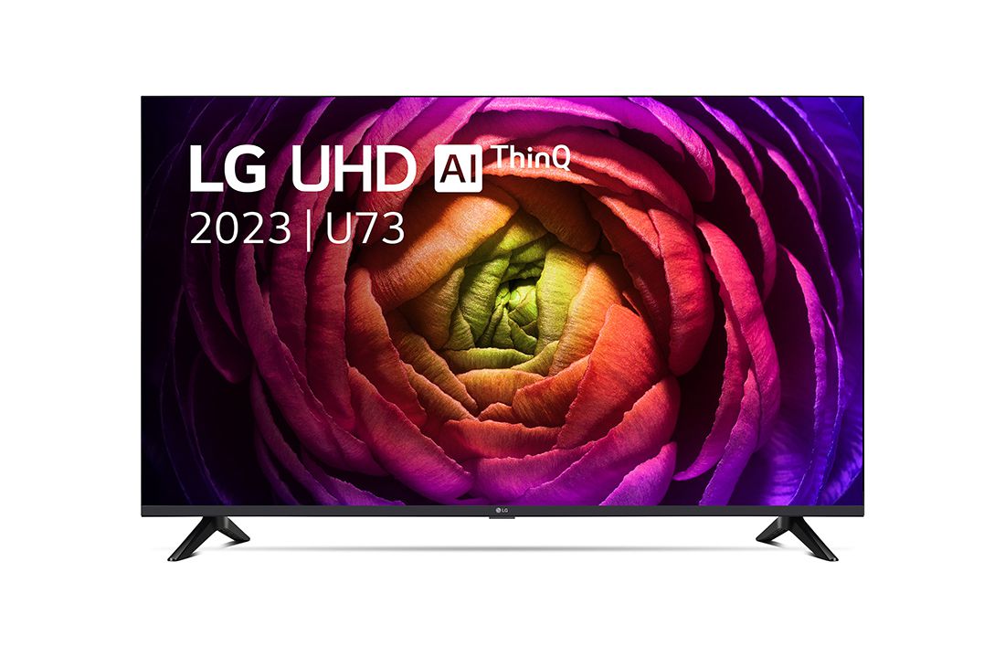 LG UHD UR73 65 inch 4K Smart TV, 2023, Vooraanzicht van de LG UHD TV, 65UR73006LA, thumbnail 0