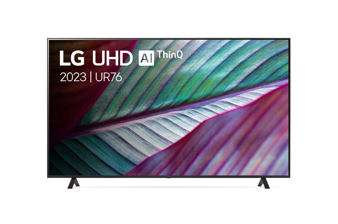 LG 75 inch LG LED UHD UR76 4K Smart TV - 75UR76006LL,  Vooraanzicht van de LG UHD TV, 75UR76006LL
