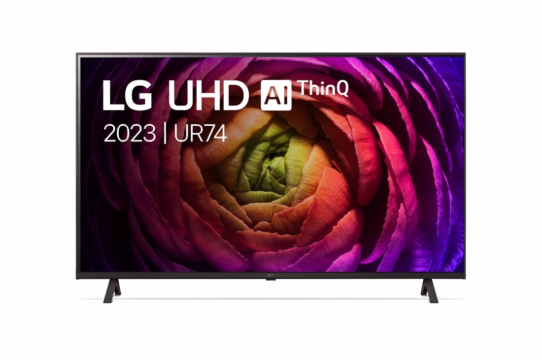 LG 43 inch LG LED UHD UR74 4K Smart TV - 43UR74006LB, Vooraanzicht van de LG UHD TV, 43UR74006LB