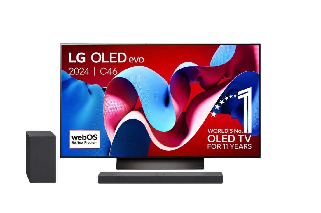 LG 77 Inch LG OLED evo C4 4K Smart TV OLED77C4 & DSC9S 3.1.3 channel Soundbar, OLED77C46LA.DSC9S, OLED77C46LA.DSC9S