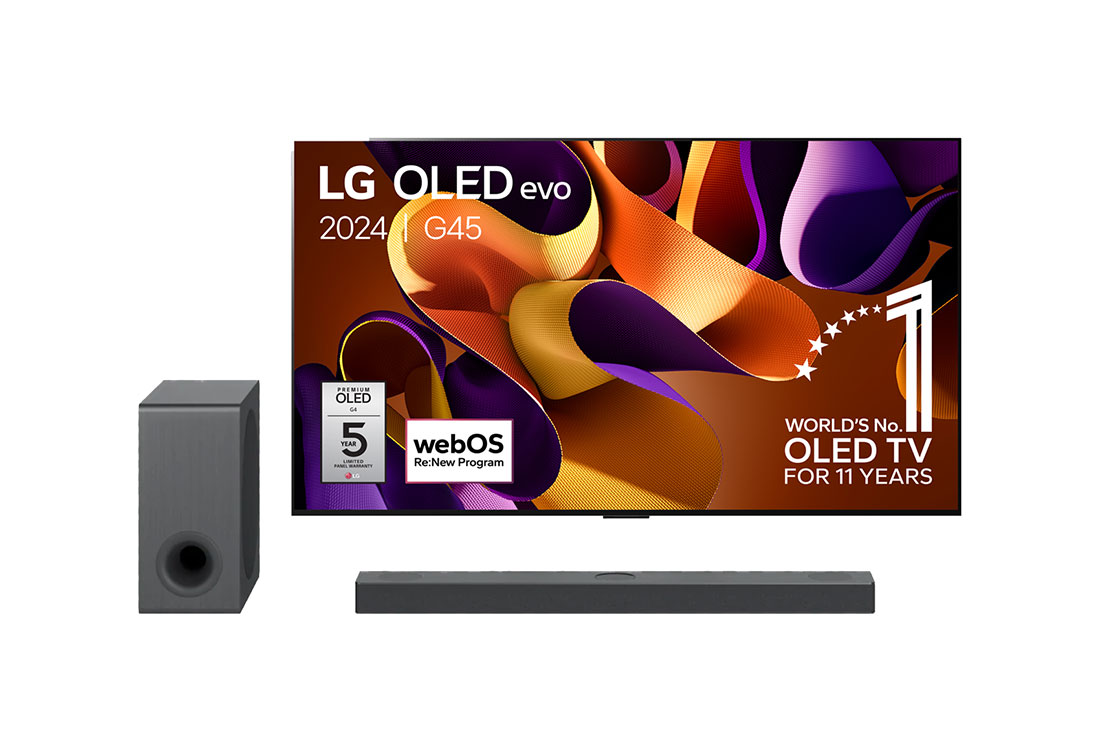 LG 65 Inch LG OLED evo G4 4K Smart TV OLED65G4 & DS80QY 3.1.3 channel soundbar, bundle, OLED65G45LW.DS80QY