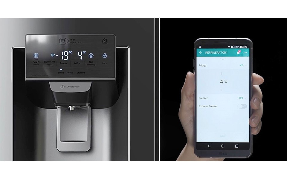 An image of LG Smart ThinQ app controlling the temperature of LG InstaView Door-in-Door™.