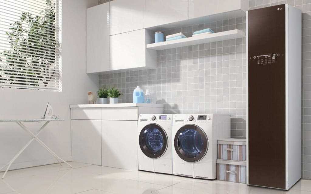 The perfect laundry room set-up - An LG Styler alongside LG washer and dryer | More at LG MAGAZINE