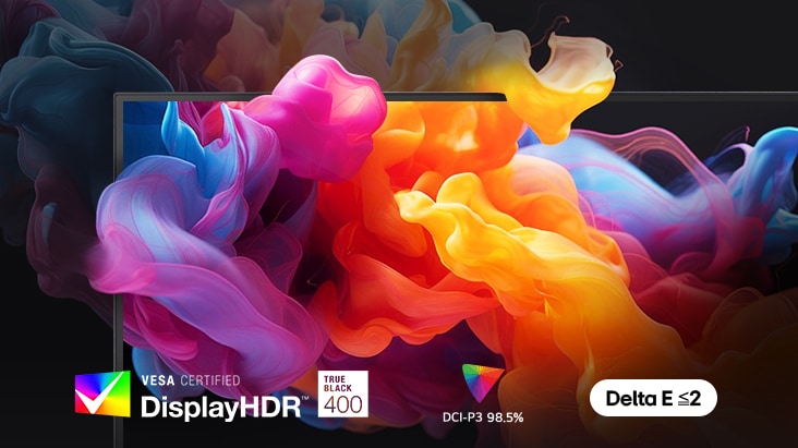 Realistiske detaljer med DisplayHDR True Black 400 og DCI-P3 98.5 %.	