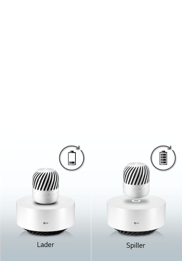 En høyttaler som lader seg selv opp.<br>2