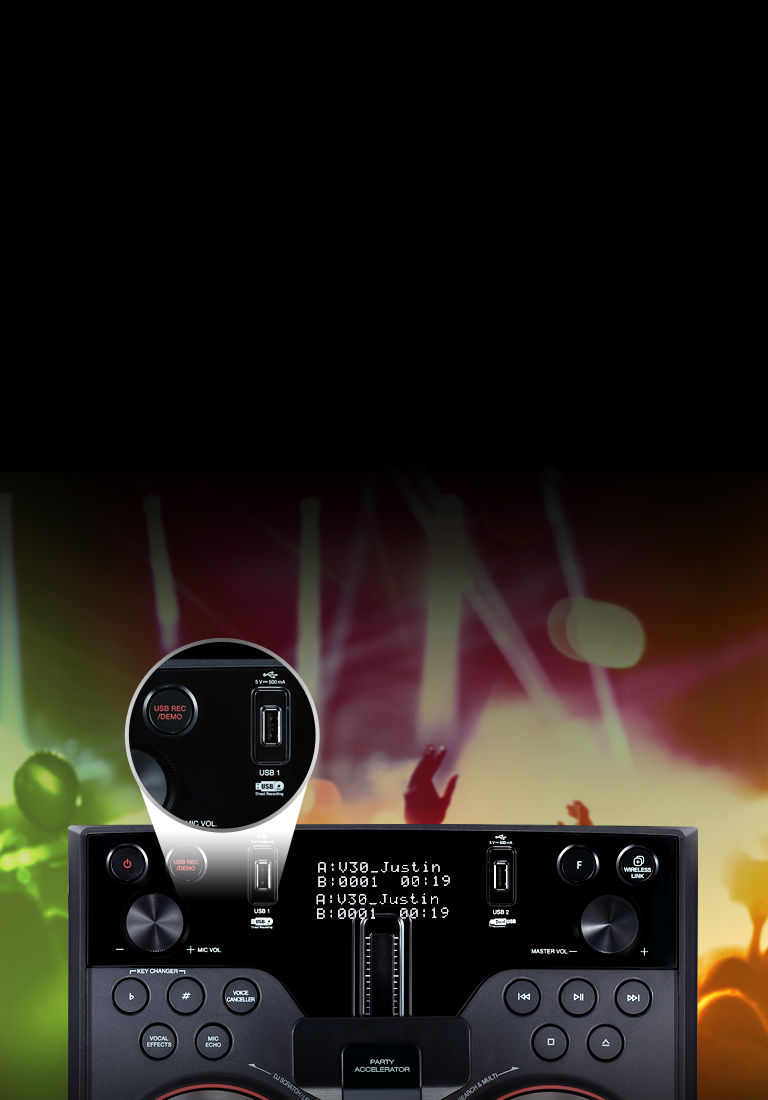 Dobbel USB med DJ-deling<br>2