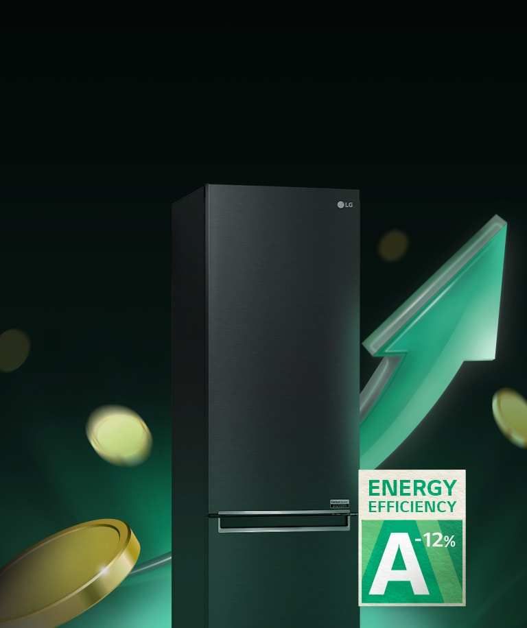 The refrigerator surround by increasing arrow and coins.