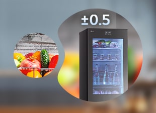 Bilder av toppen av kjøleskapet og friske grønnsaker.