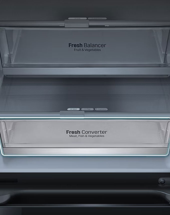 Friskt konverteringsområde inne i kjøleskapet.