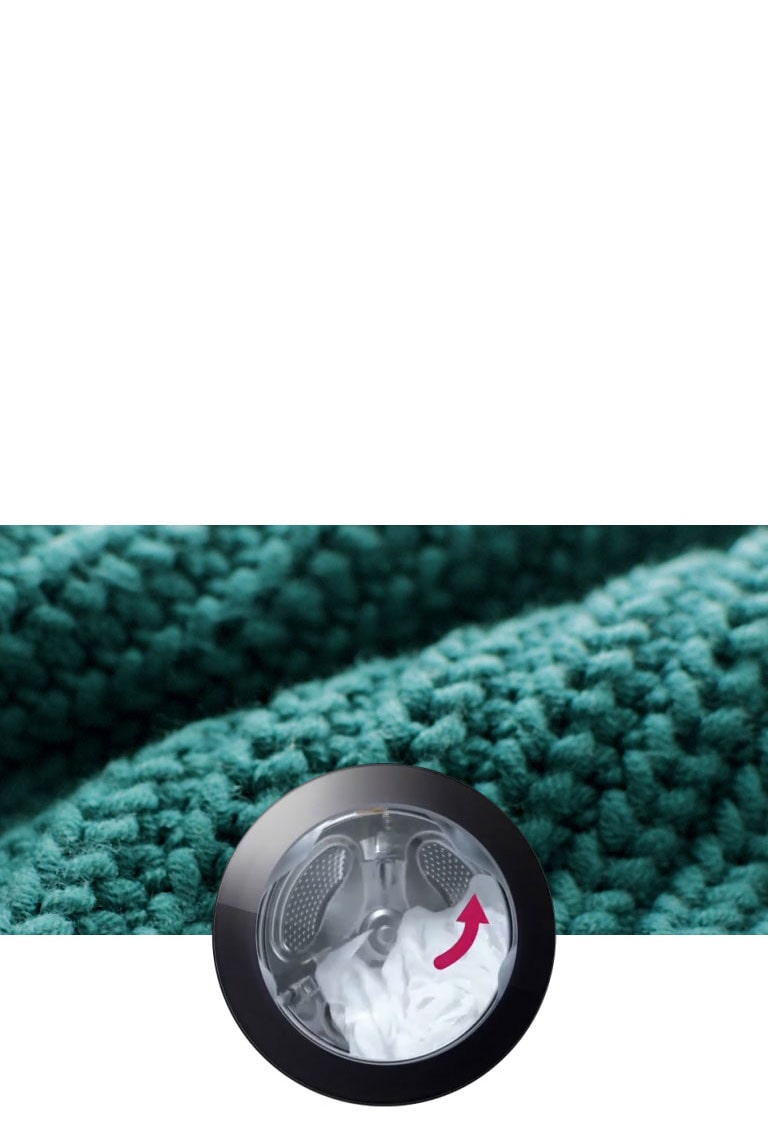 Når bakgrunnen endres til gensere, myk bomull og jeans, aktiveres et vaskemønster som passer tøyet.