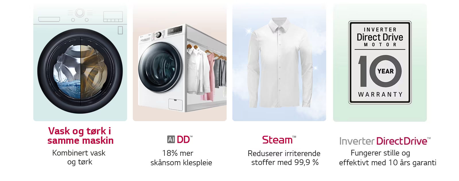 Dette er et bilde som oppsummerer produktet i fire kategorier.