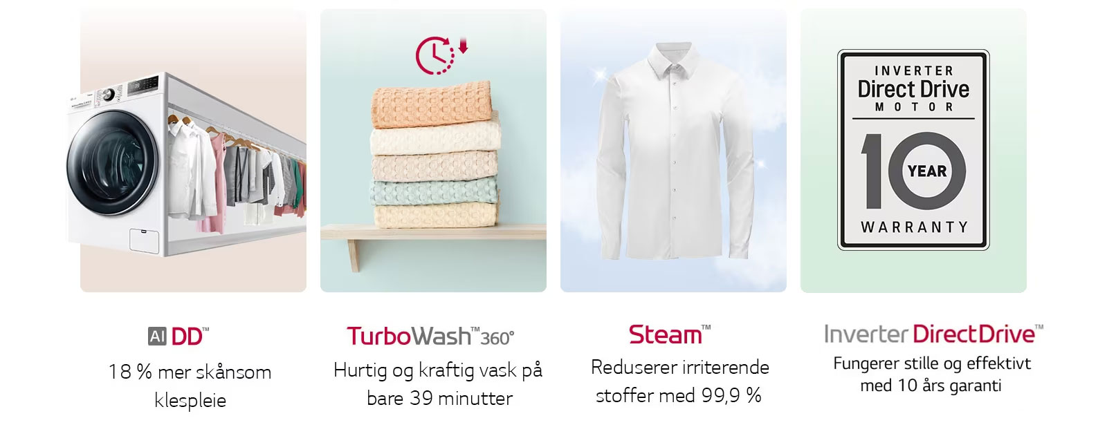 Dette er et bilde som oppsummerer produktet i fire kategorier.