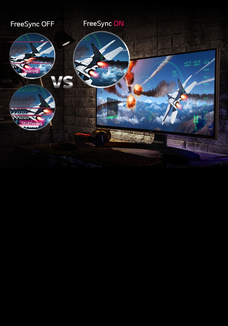 Tydelige, online spillscener med FreeSync<br>2