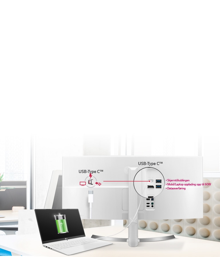 21:9 Storskjerm med USB Type-C™<br>2