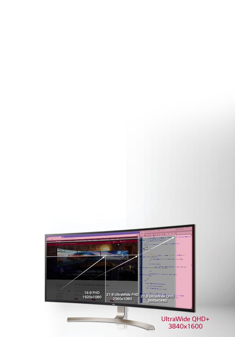 Tidsbesparende multitasking på 3840 x 1600 QHD+2