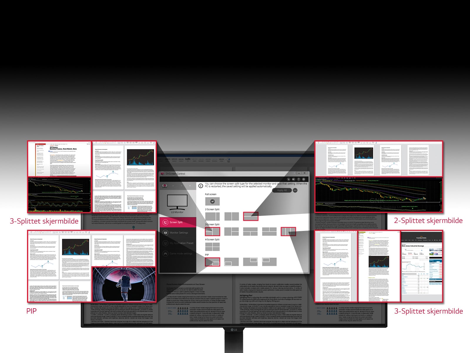Valg for oppdelt skjermbilde1