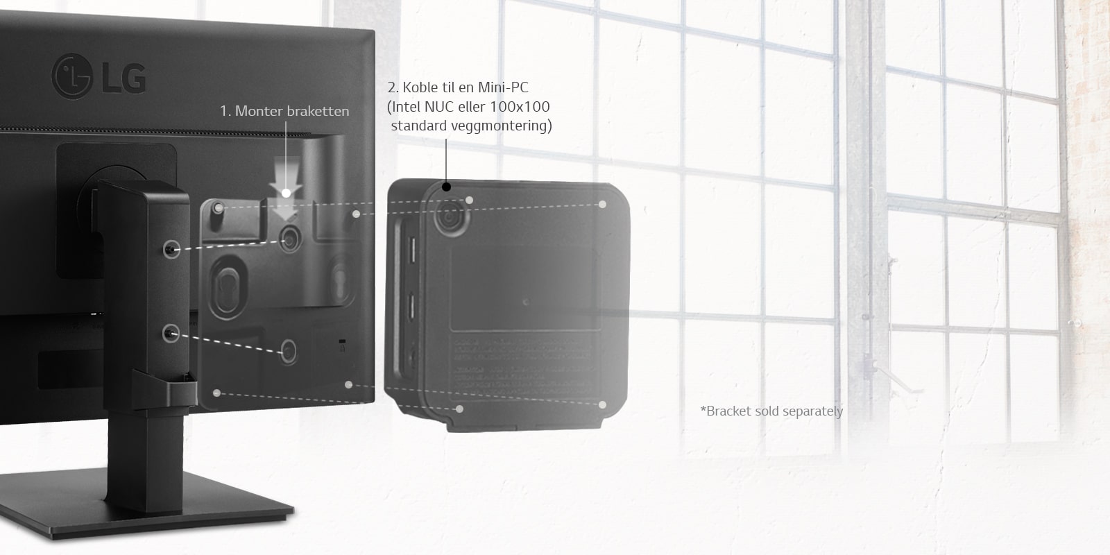 Mulig med tilkobling <br>av mini-PC