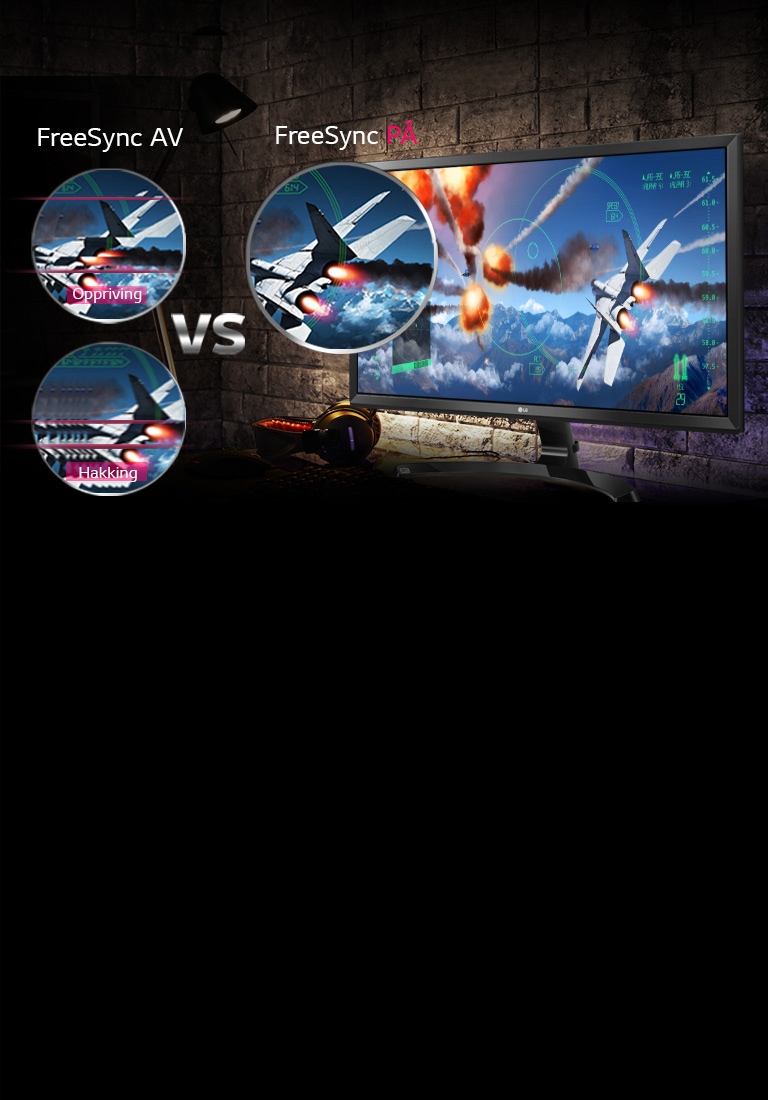 Tydelige, online spillscener med FreeSync<br>2