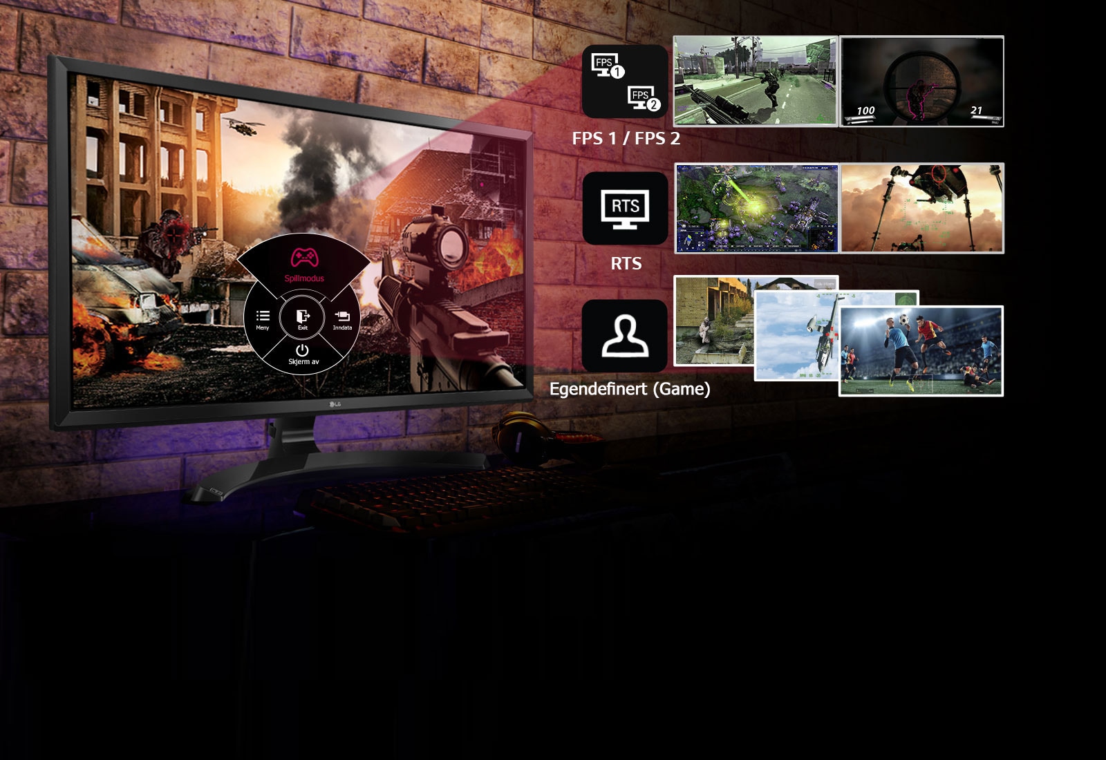 Optimalisert innstilling for spillene du liker<br>1