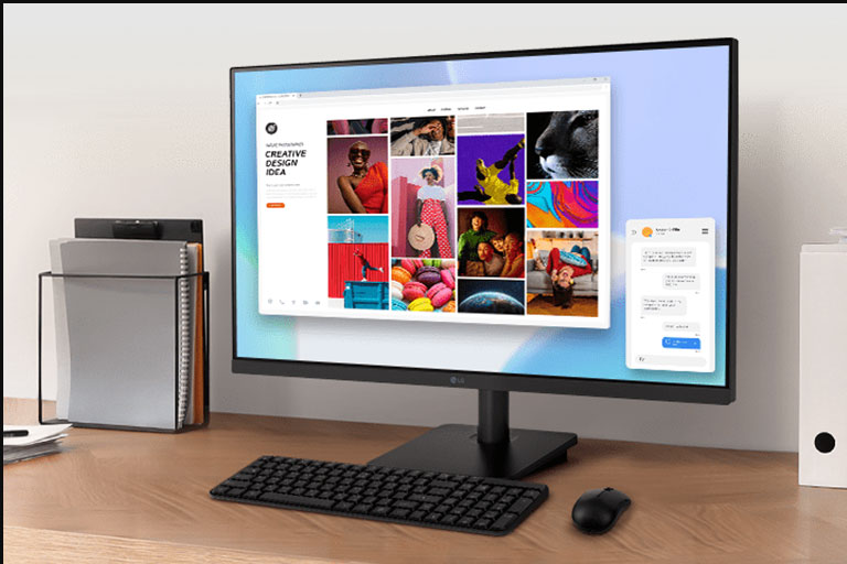 LG Monitor med IPS-teknologi fremhever ytelsen til flytende krystallskjermer. Den kan gi klar fargegjengivelse, og hjelpe brukere med å se skjermen i 178° vidvinkelområde.