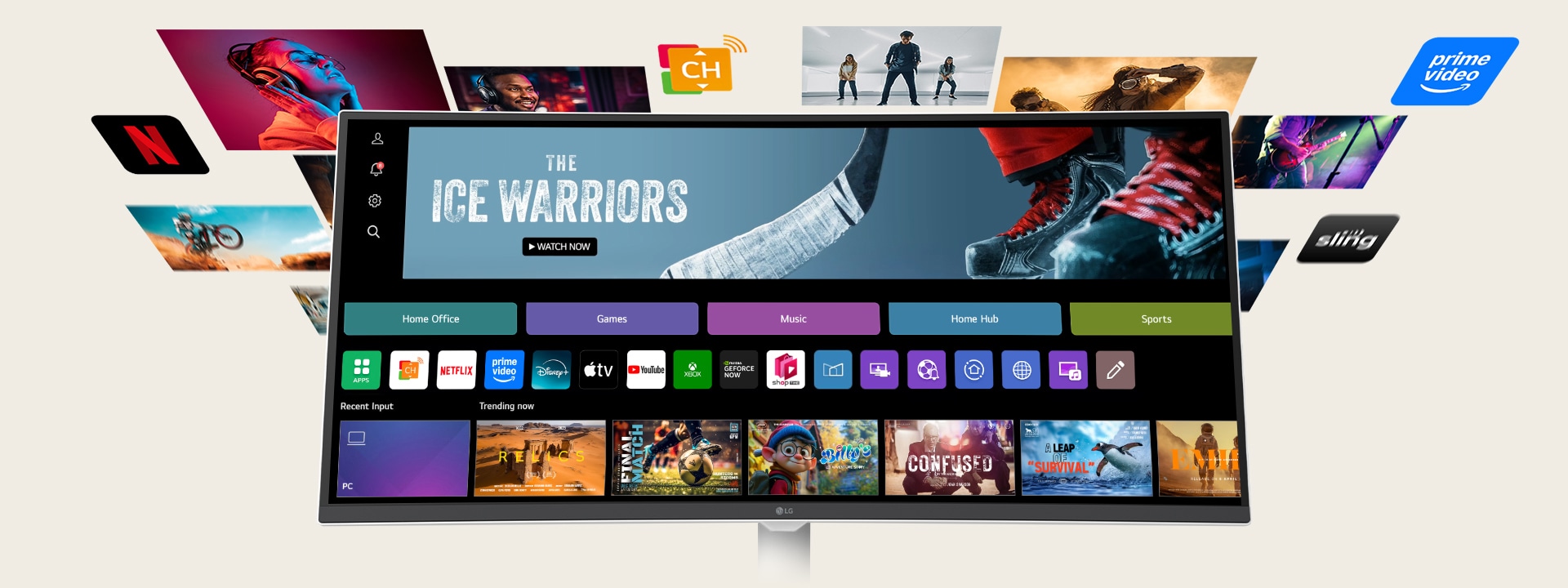 Et bilde som viser ulikt innhold på WebOS.