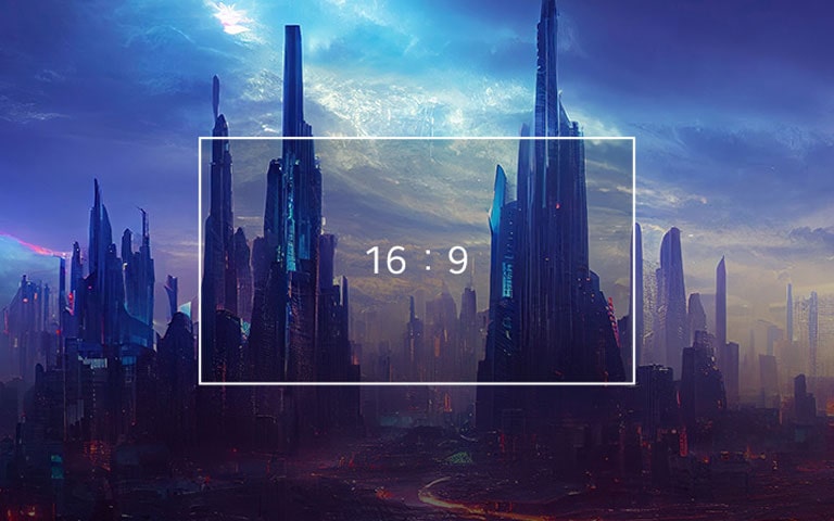 Spillscene på en panoramisk spillskjerm.