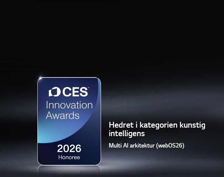 Merket CES Innovation Awards 2026 Honoree vises mot en mørk bakgrunn. Multi AI arkitektur er anerkjent i kategorien kunstig intelligens.