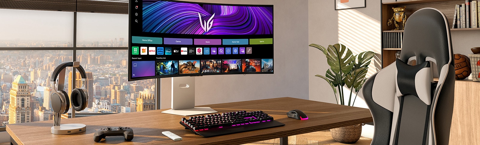 Visning forfra av UltraGear™ 39GX90SA spilleskjerm.