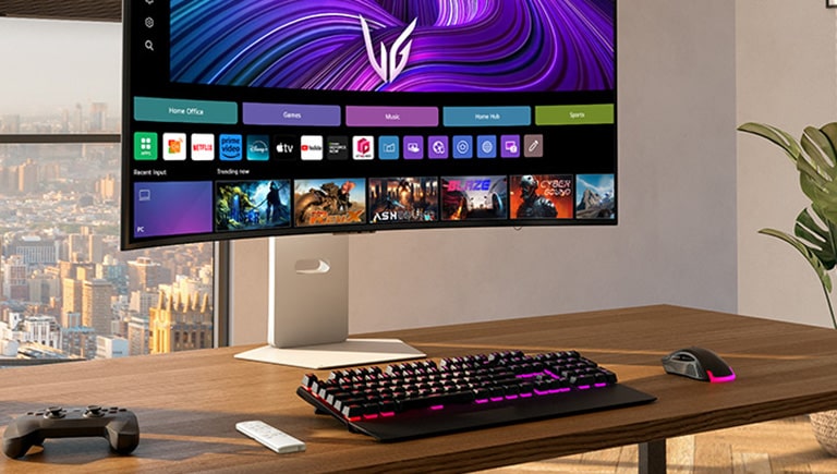 Visning forfra av UltraGear™ 39GX90SA spilleskjerm.