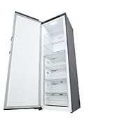 LG 324L Frittstående fryseskap (Shiny Steel) - Energiklasse E, Total No Frost, Express Freeze, Sett fra høyre, åpent, GFT41PZGSZ, thumbnail 8