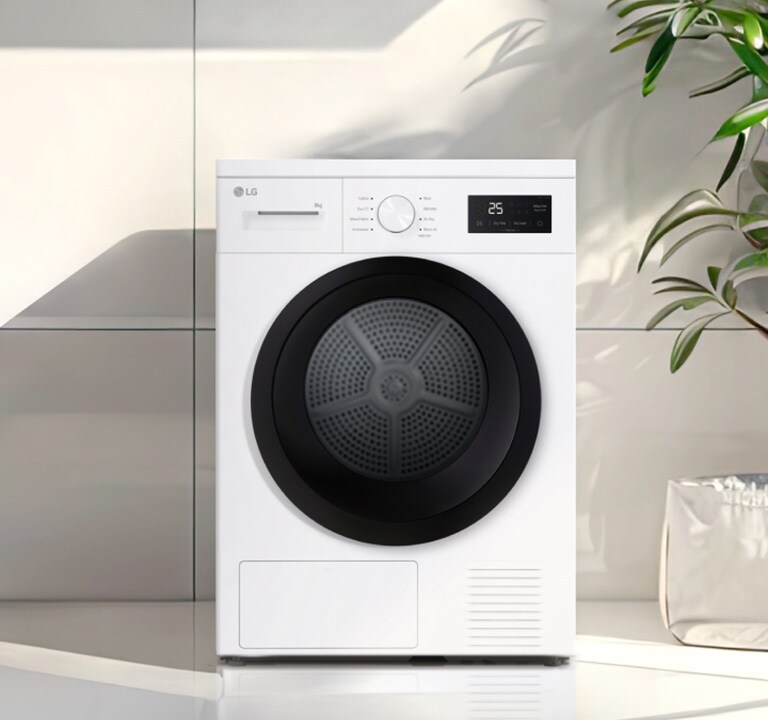 Frontmatet tørketrommel på vaskerommet