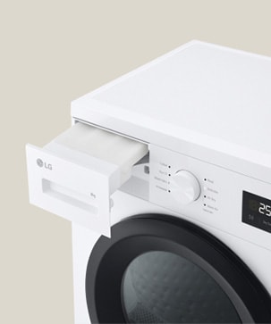 Nærbilde av vannbeholderen på tørketrommelen.