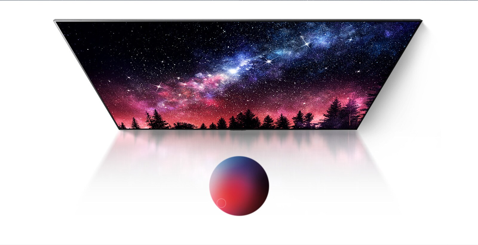TV-skjerm som viser melkeveien, blå himmel og eksplosjon av fargerikt støv med høy kvalitet (spill av video)