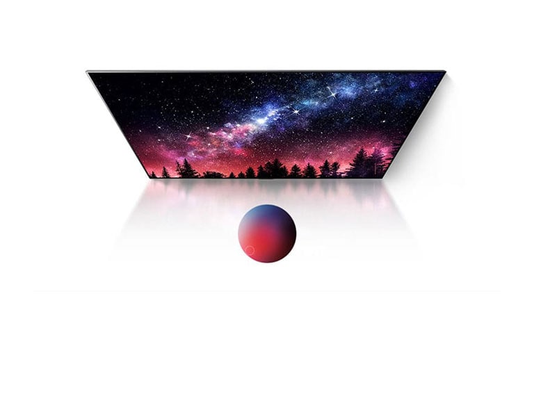 TV-skjerm som viser melkeveien, blå himmel og en eksplosjon av fargerikt støv med høy kvalitet (spill av video)