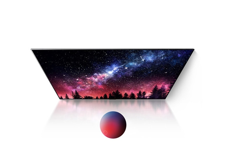 TV-skjerm som viser melkeveien, blå himmel og en eksplosjon av fargerikt støv med høy kvalitet (spill av video)