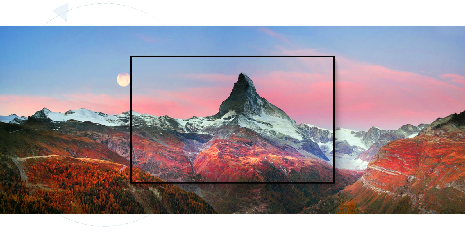 En ramme som fanger inn et storslått fjell (spill av video)