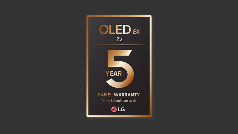 Logo for fem års garanti på panel.