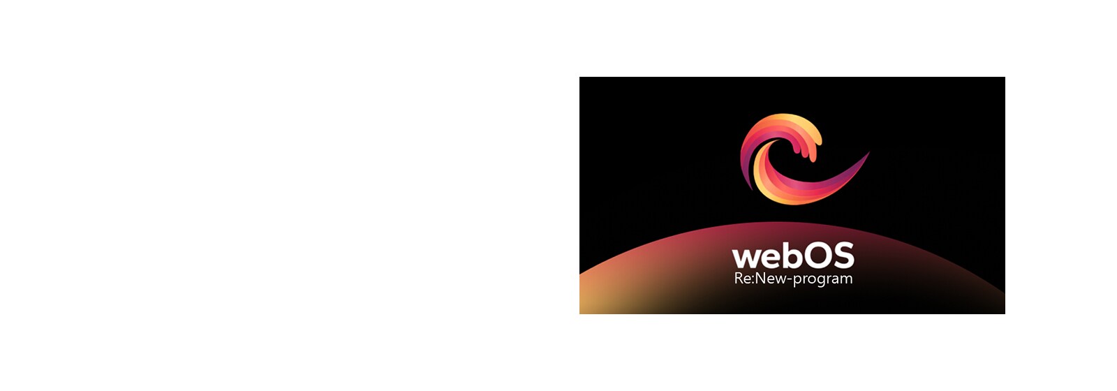 webOS Re:New Program-logoen vises på en mørk bakgrunn.