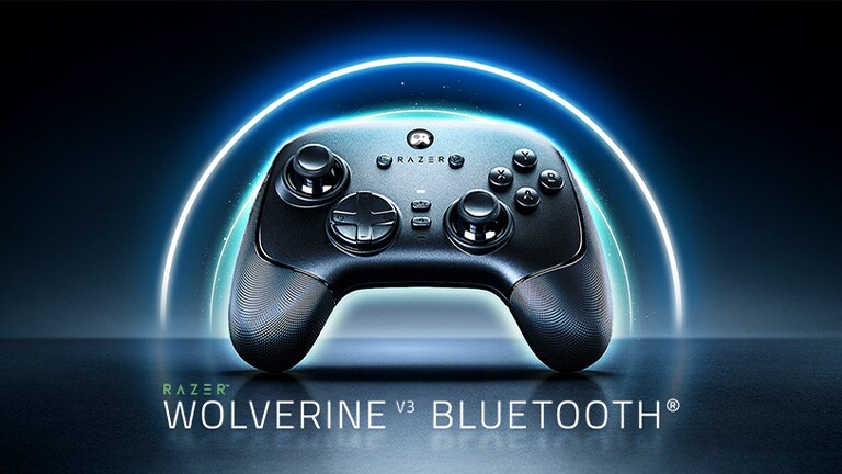 LG OLED evo AI G6 med Bluetooth Ultra Low Latency viser en trådløs spillkontroller med betegnelsen «Razer Wolverine V3 Bluetooth» på skjermen, noe som indikerer optimalisert støtte for Bluetooth-kontrollere for en responsiv spillopplevelse.