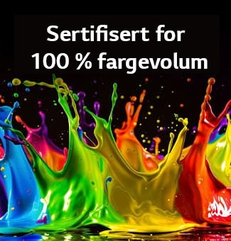 LG QNED evo AI Mini LED QNED90 med Dynamic QNED Color Pro fyller skjermen med levende, flytende utbrudd av flerfarget, malinglignende bevegelse, og viser forbedret fargekraft som er sertifisert for 100 % fargevolum.