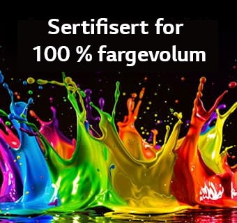 LG QNED evo AI Mini LED QNED90 med Dynamic QNED Color Pro fyller skjermen med levende, flytende utbrudd av flerfarget, malinglignende bevegelse, og viser forbedret fargekraft som er sertifisert for 100 % fargevolum.