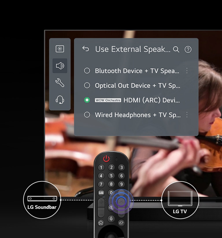 Grensesnittet for endring av innstillinger vises på TV-skjermen.