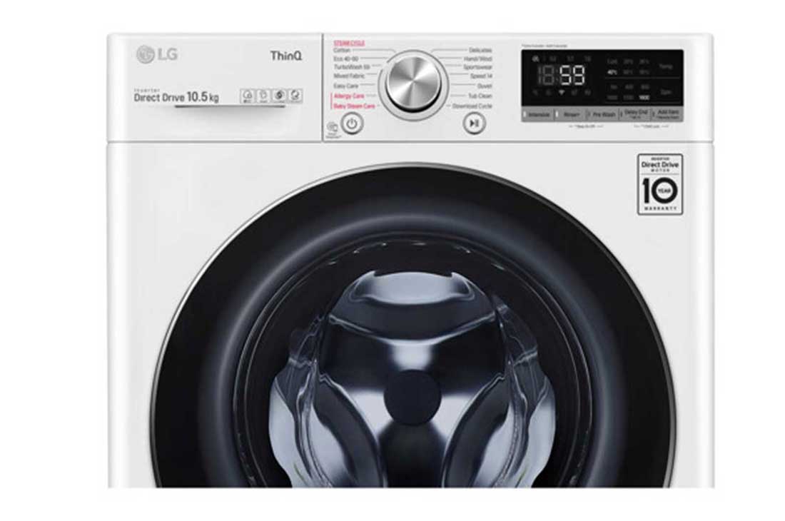 LG 10.5 kg Vaskemaskin(Hvit) - Energiklasse B, Steam, TurboWash™, AI DD™, Smart Diagnosis™ med Wi-Fi, F6WV710S1W, thumbnail 4