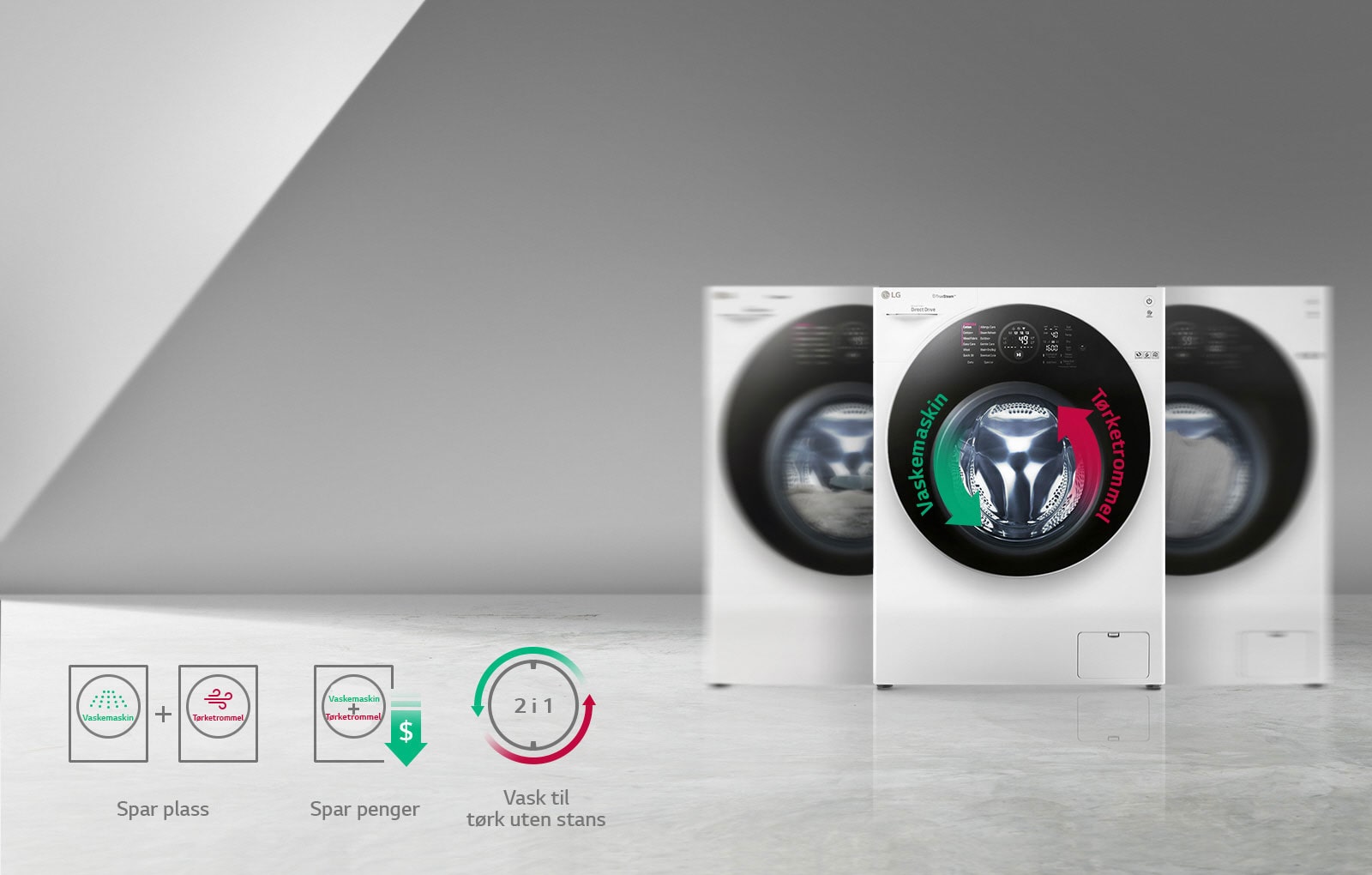 Vaskemaskin og tørketrommel i ett <br>1