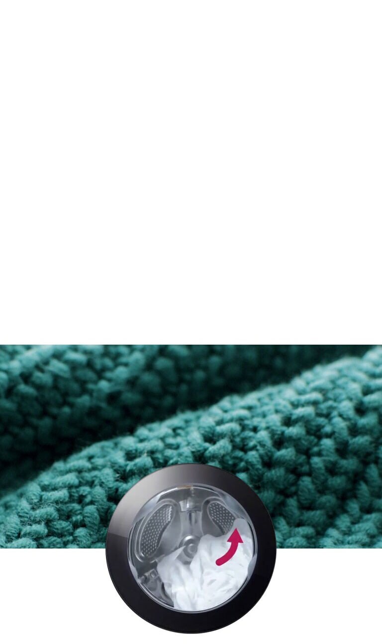 Når bakgrunnen endres til gensere, myk bomull og jeans, aktiveres et vaskemønster som passer tøyet.